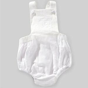 Kristin Ellen Hockman Edgehill Collection White Linen Blend Sunsuit Bubble 3 Mon